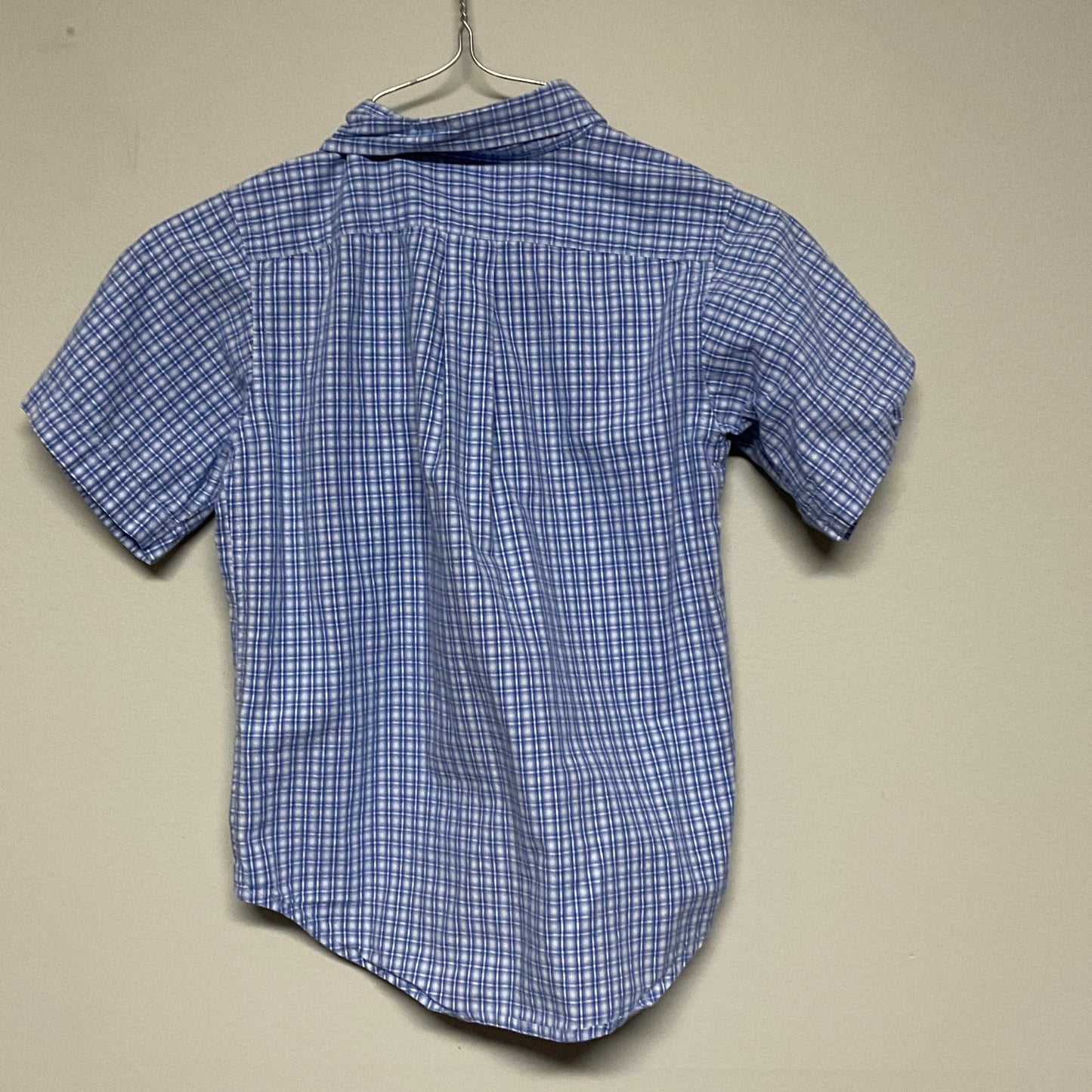 Polo short-sleeved button down blue plaid