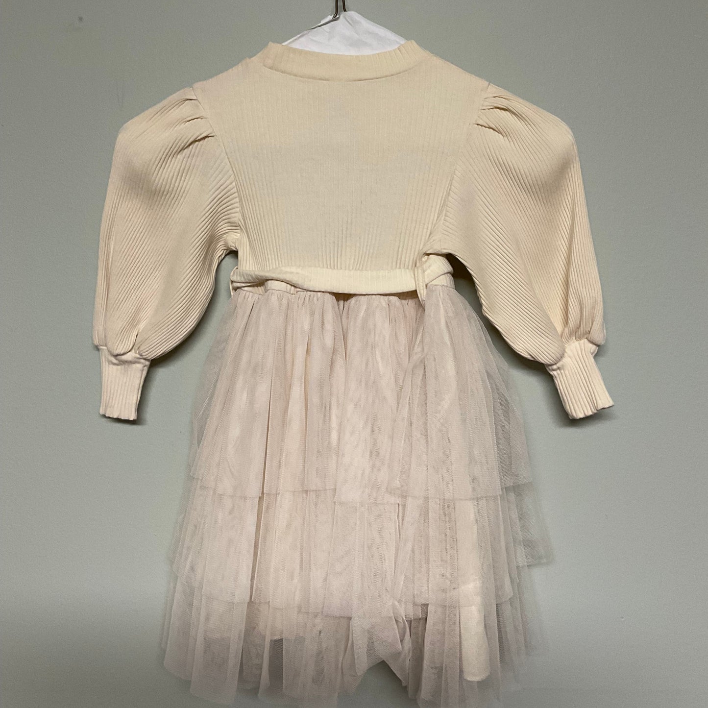 Beige sweater dress w/ tulle skirt