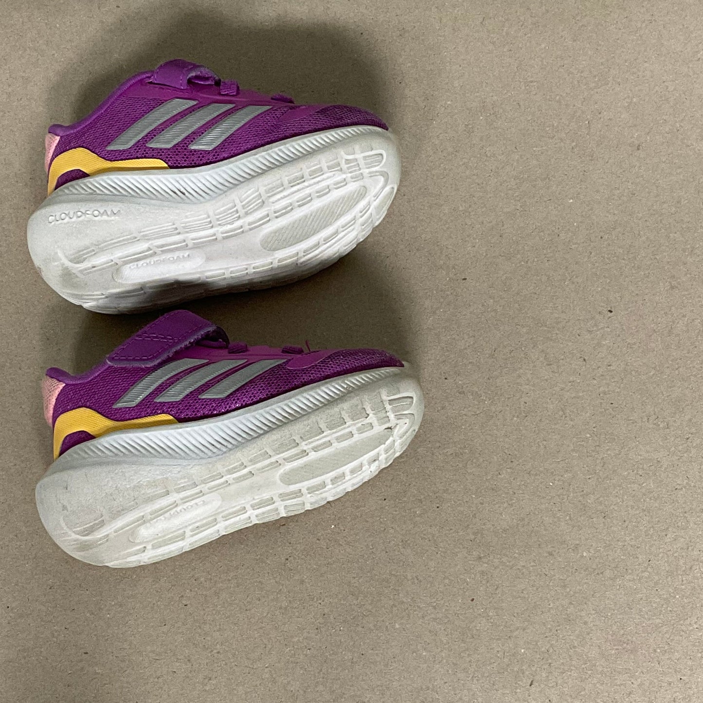 Purple Adidas velcro shoes