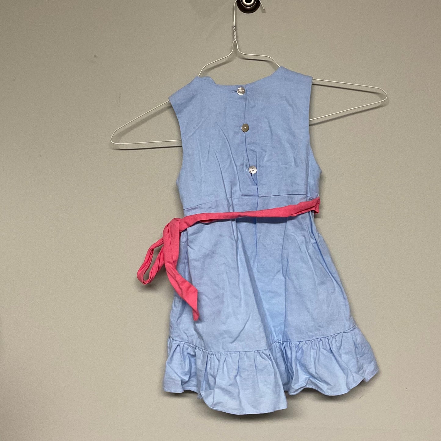 The Oaks blue dress w/ pink bow