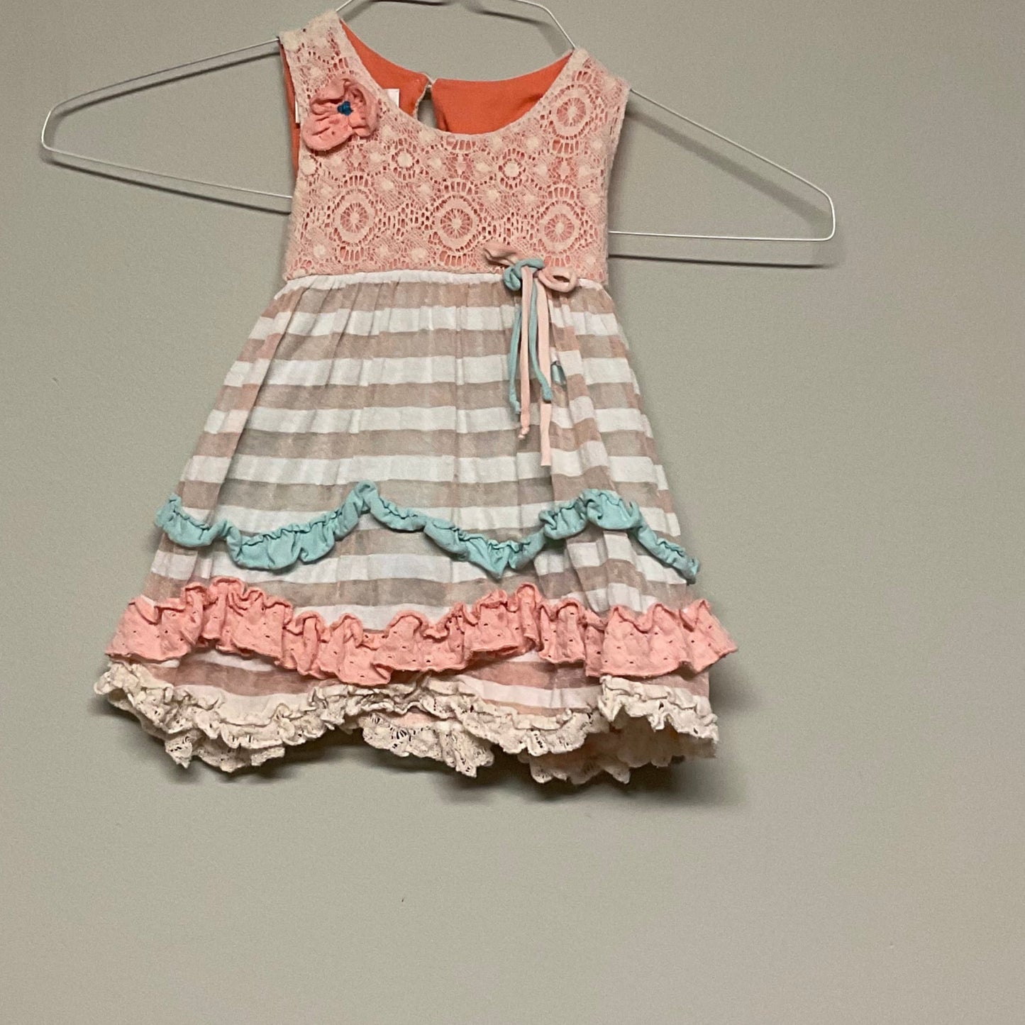 Isabella Chloe Pink/white/blue striped dress
