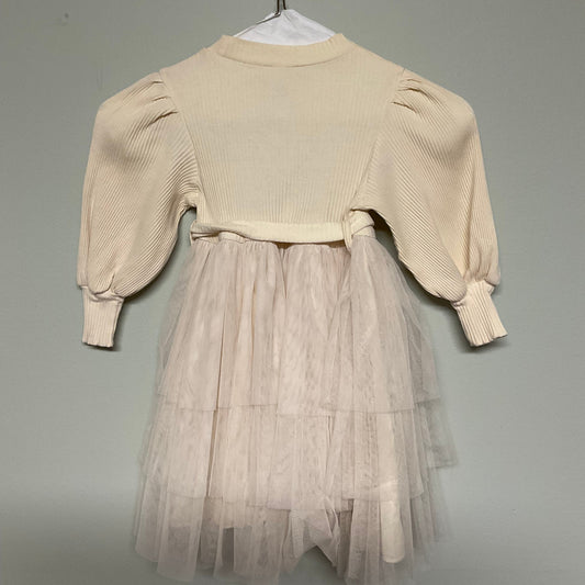 Beige sweater dress w/ tulle skirt