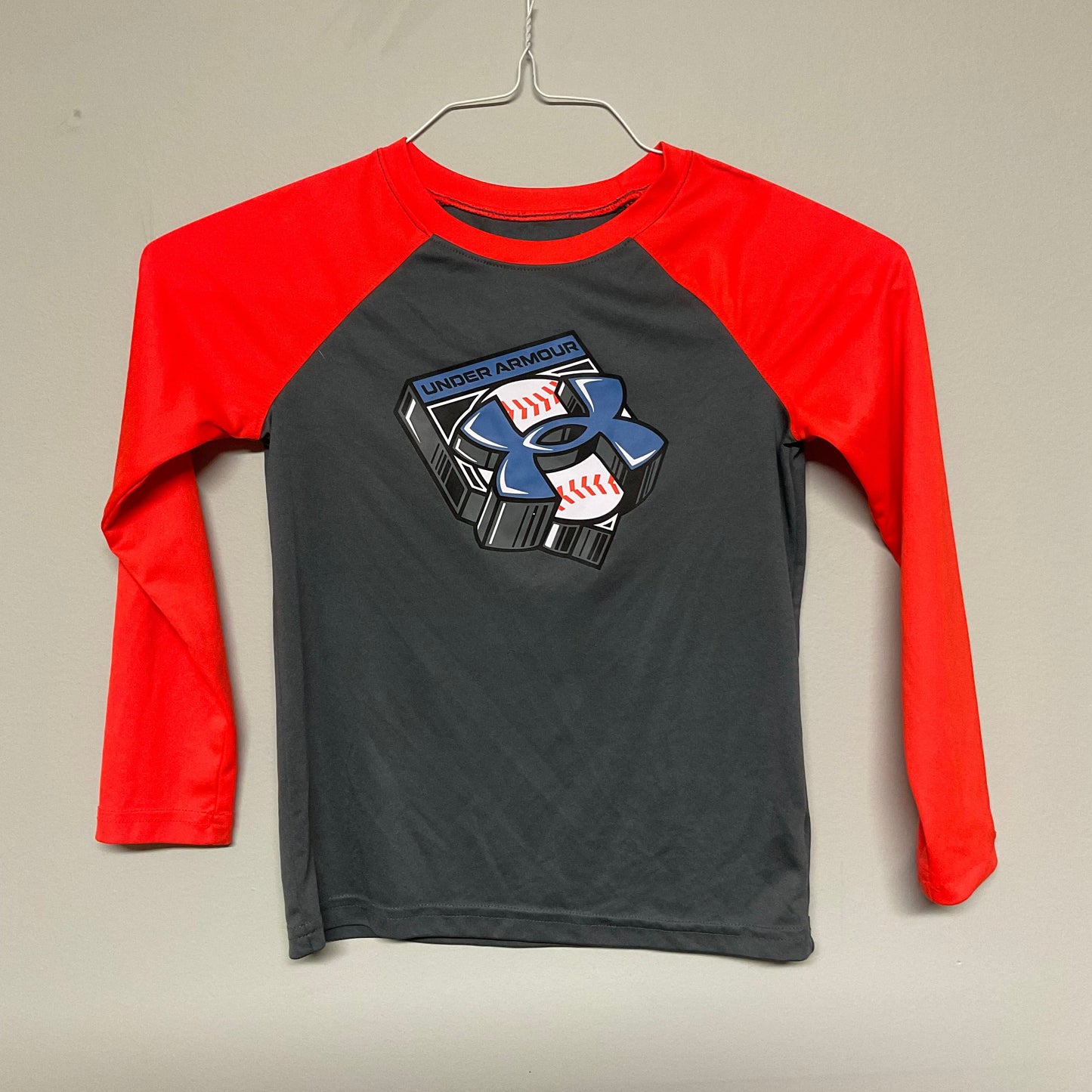 Under Armour orange/grey baseball shirt