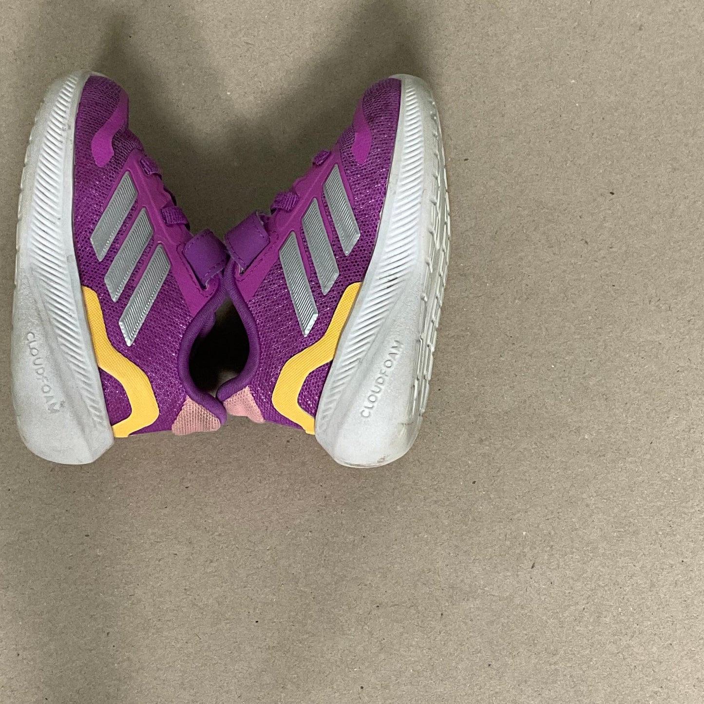 Purple Adidas velcro shoes
