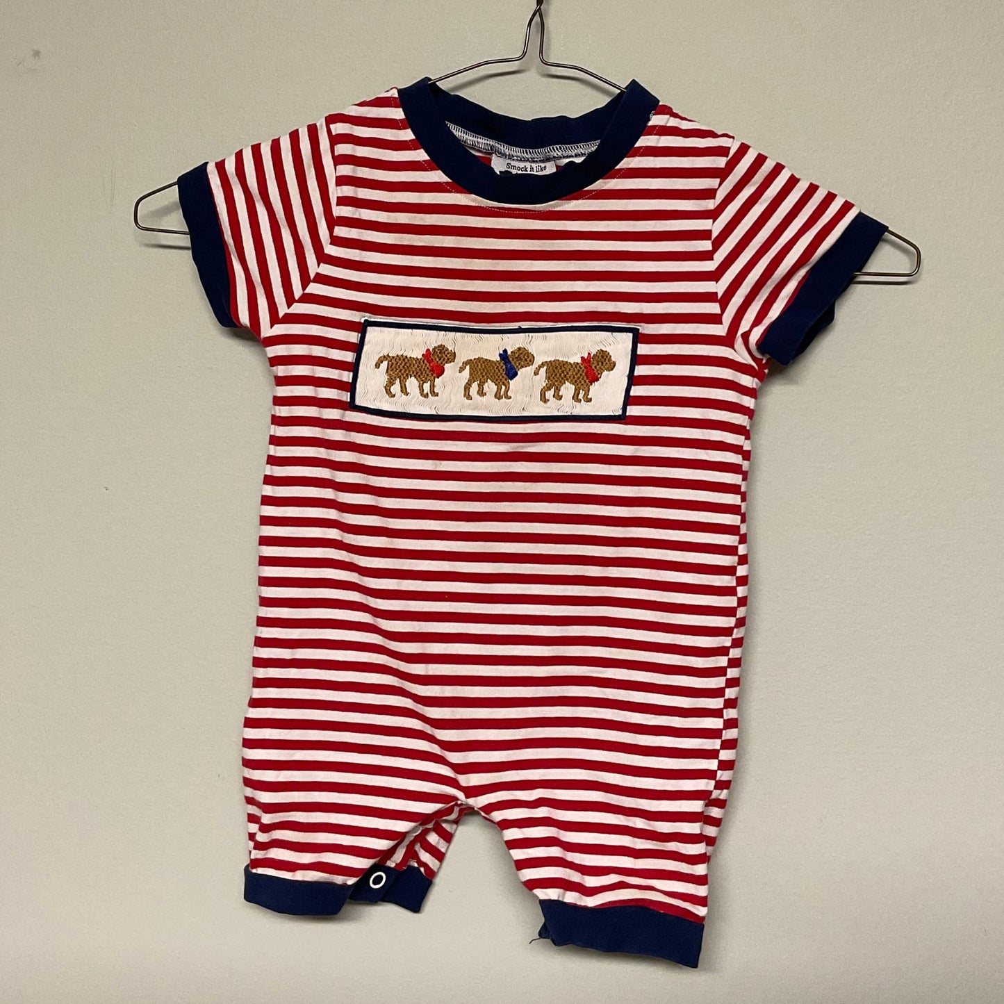 Smock it like it’s hot red/white/blue dogs shortie