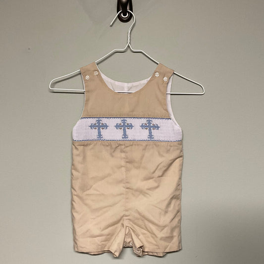 Tan/blue smocked cross Jonjon