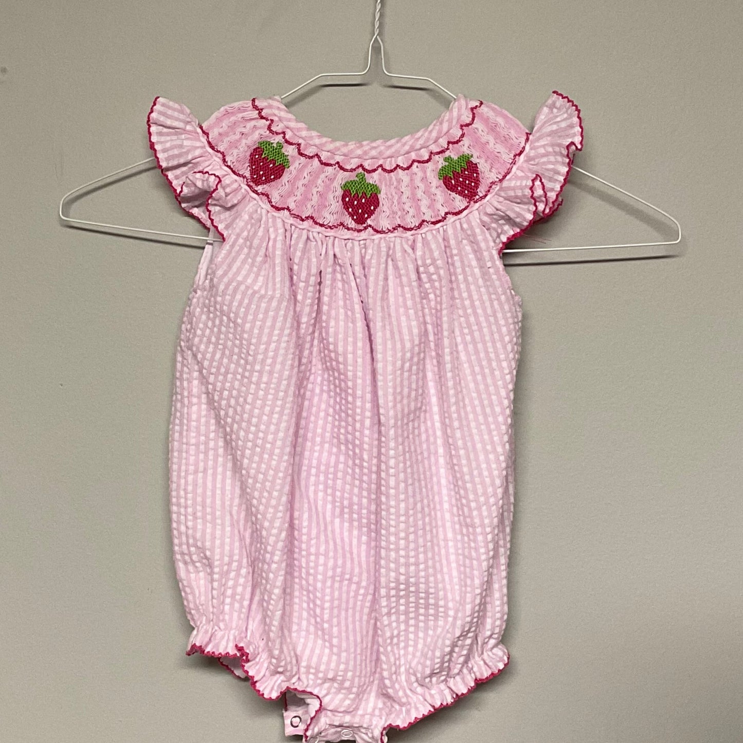 Lillie + Lilah strawberry smocked bubble