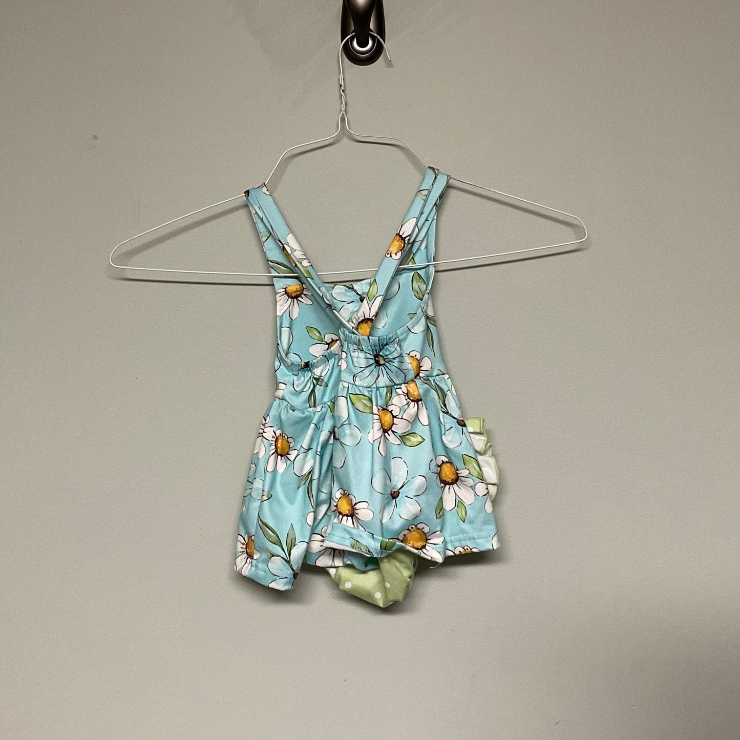 Lillie + Lilah blue green floral dress w/ built-in bloomers