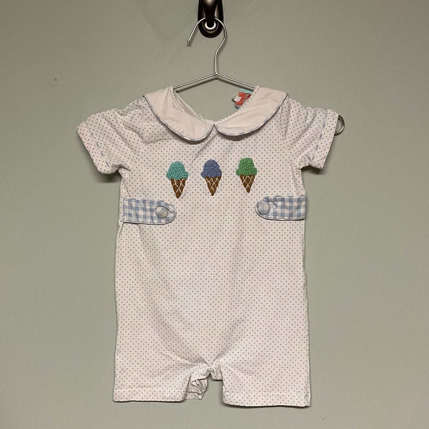 Smocked Flamingo/Ice Cream Dot Shortie