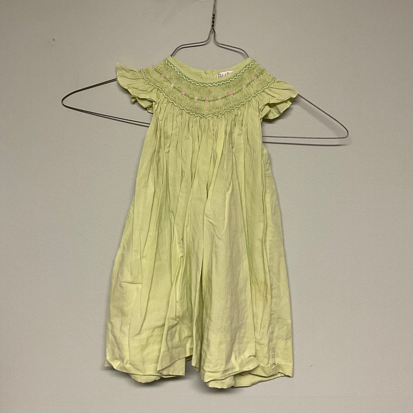 Green/Pink Floral Smocked Dress (Petit Ami)