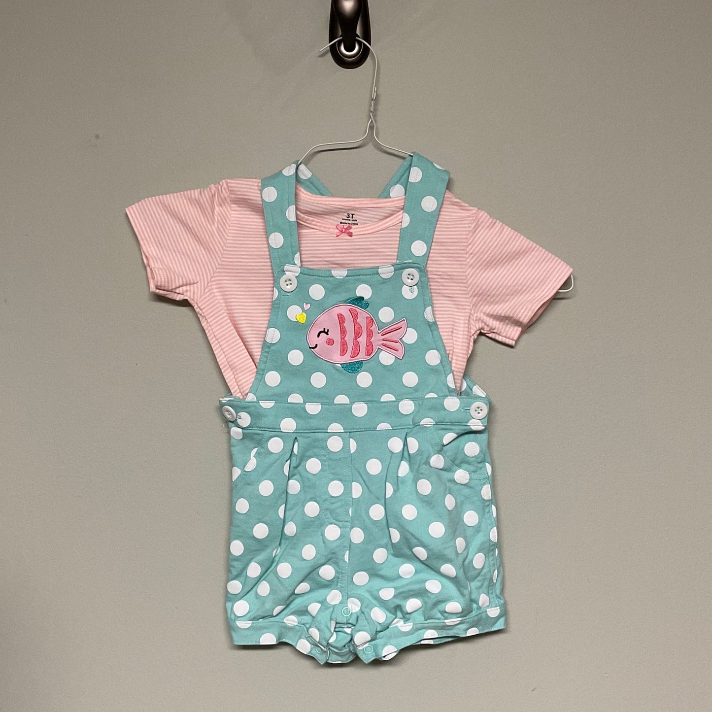 Polka Dot Fish Overalls + Shirt