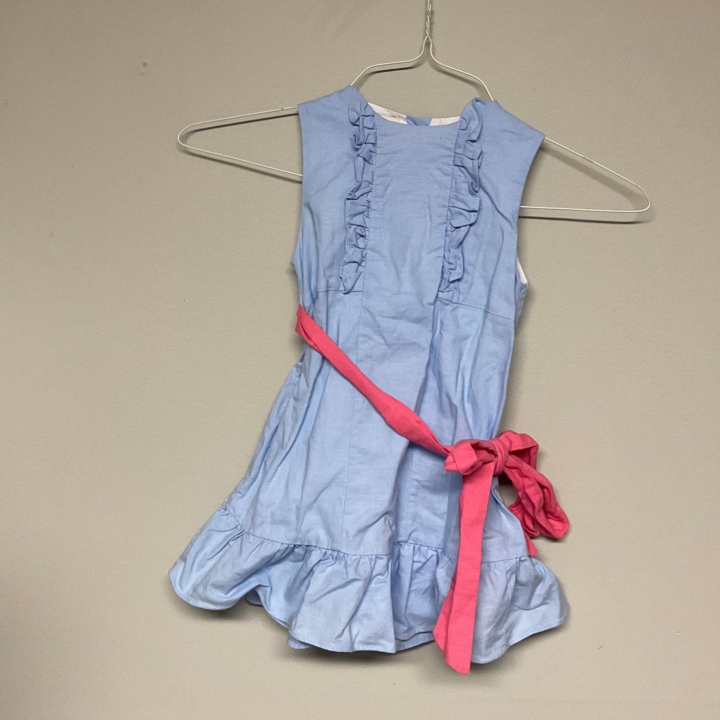 The Oaks blue dress w/ pink bow